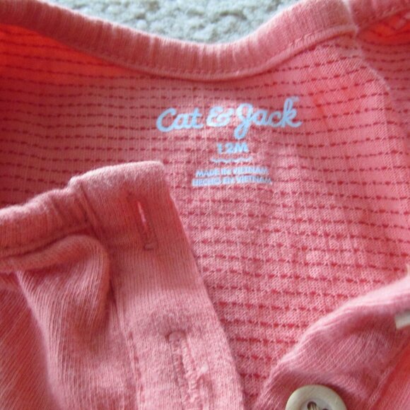 Cat & Jack 2 Pc Dress Bloomers‎ Girls Size 12M Orange Coral Long Sleeve Pullover - Picture 2 of 4